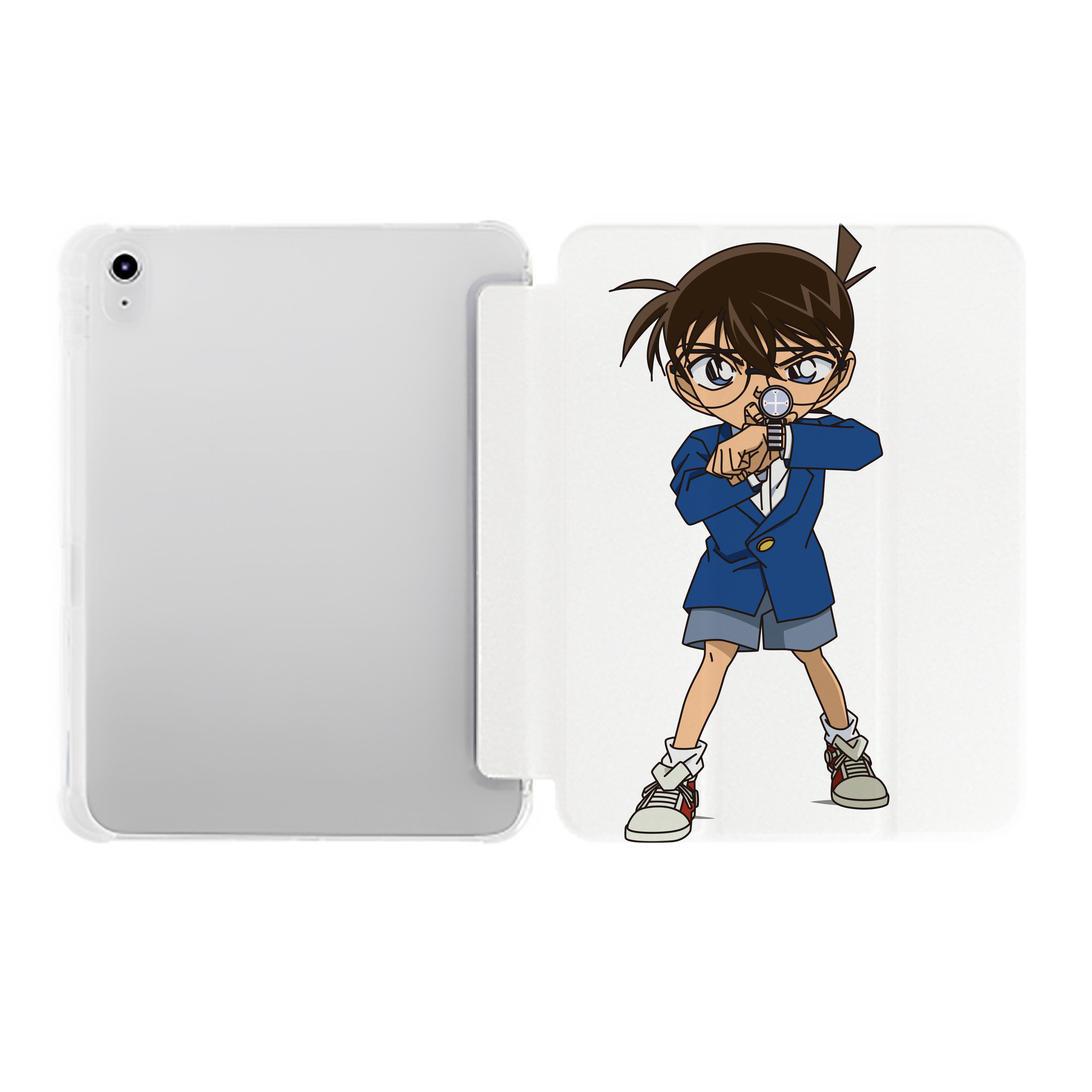 （画像用） 名探偵コナン 江戸川 コナン Detective Conan Conan Edogawa IPad ケース ペン収納付き 三つ折りスタンド PUレザー×シリコン 対応機種9.5/10.5/10.9インチ